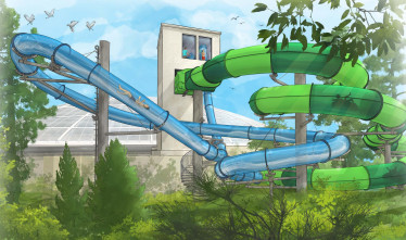 Center Parcs beleeft primeur met eerste waterglijbaan met virtuele looping - Center Parcs Aqua Racer & Aqua Loop